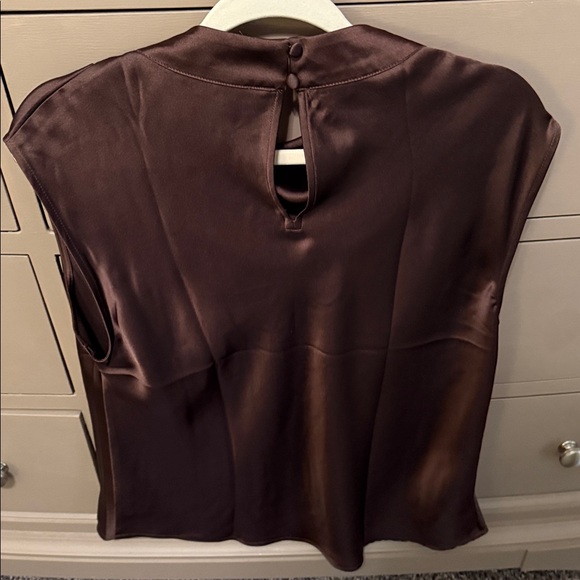 Elegant Loft Brown Satin Top - Picture 5 of 6